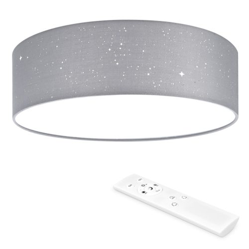 Plafoniera LED Navaris, efect de stele, diam. 40 cm, telecomanda, 22 W, gri/gri deschis, plastic/metal