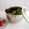 Set 2 boluri metalice multifunctionale cu capac Navaris, 20 cm si 24 cm, 3 razatori, Antiderapant, Inox, Argintiu/Verde, 49210.02.71