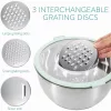 Set 2 boluri metalice multifunctionale cu capac Navaris, 20 cm si 24 cm, 3 razatori, Antiderapant, Inox, Argintiu/Verde, 49210.02.71