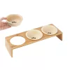 Set 3 Boluri pentru hrana si apa cu suport de lemn Navaris, 350 ml, 46946.2