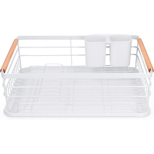 Scurgator de vase Navaris, cu suport de picurare, cu raft pentru farfurii, pahare si tacamuri, alb, 42.5x31.5x14 cm, 52545.01