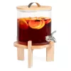 Dozator de bauturi din sticla Navaris cu robinet si stand, 5 l, Maro, 46785.04