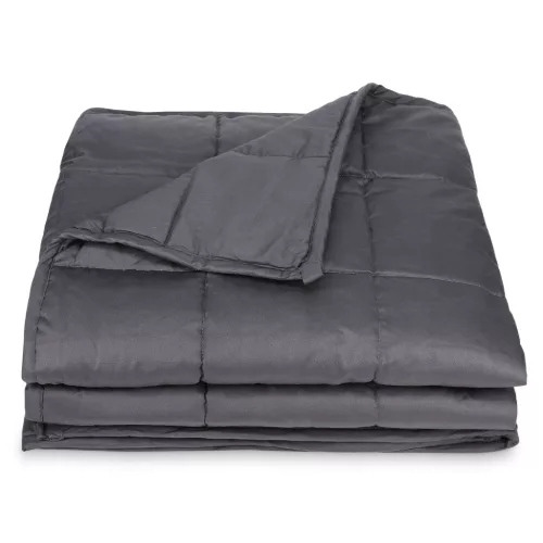 Patura grea Navaris, 135x200 cm, 4.8 kg, cu perle de sticla, gri, sticla/poliester/bumbac