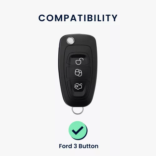 Husa Cheie Auto pentru Ford - 3 Butoane, Silicon, Negru, 48039.95