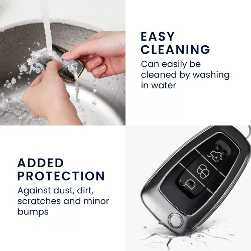 Husa Cheie Auto pentru Ford - 3 Butoane, Silicon, Negru, 48039.95