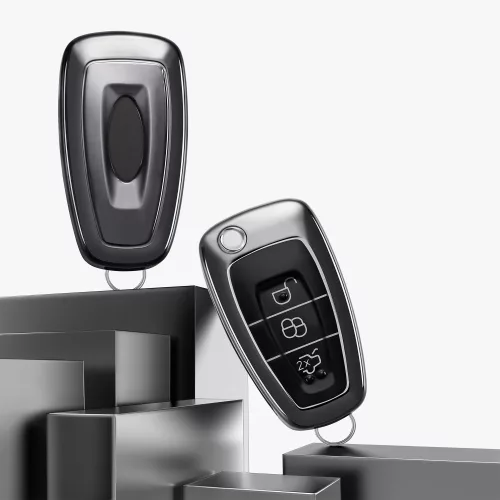 Husa Cheie Auto pentru Ford - 3 Butoane, Silicon, Negru, 48039.95