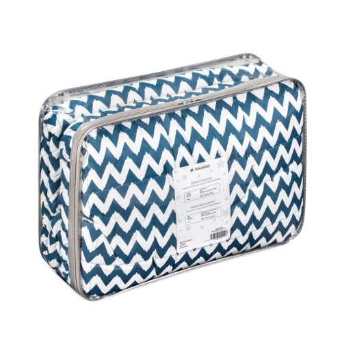 Patura grea Navaris, 135x200 cm, 8.8 kg, model zig-zag, pentru somn profund, gri, poliester/bumbac
