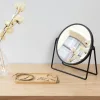 Oglinda cosmetica Navaris 1x/2x cu tava bambus, 17.5 cm diametru, 20.5 cm inaltime, maro, bambus