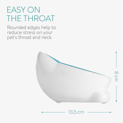 Set 2 Boluri din ceramica pentru pisici Navaris, Anti-alunecare, Verde, 50736.04