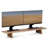 Suport dublu pentru monitoare Navaris, 109x23x12 cm, 50 kg, maro, lemn
