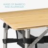 Masa de camping pliabila din bambus cu raft Navaris, 100 x 65 cm, Reglabila, Bambus, 51166.3.01