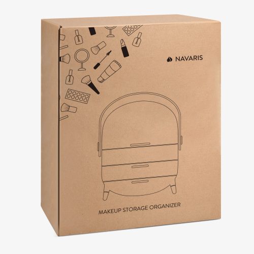 Organizator pentru cosmetice cu 2 sertare si capac transparent Navaris, Verde, 53845.07