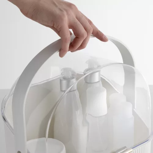 Organizator pentru cosmetice cu 2 sertare si capac transparent Navaris, Alb, 53845.02