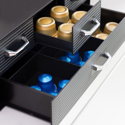 Suport pentru capsule de cafea Navaris cu 4 sertare, Universal, 2 Nivele, Negru, 54092.01