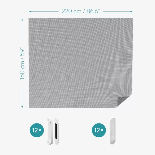 Plasa de insecte pentru fereastra Navaris, 220 x 150 cm, Ajustabila, Cleme magnetice, 54487.3