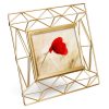 Rama foto metalica Navaris, 24x19 cm, design 3D, pentru poze 10x15, auriu, MDF/sticla/metal