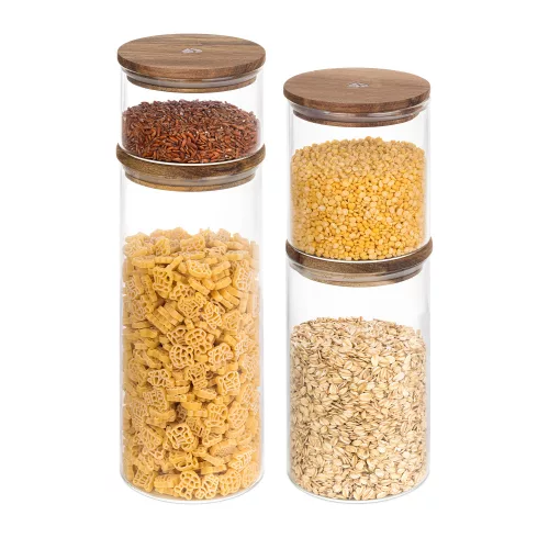 Set 4 Borcane de depozitare cu capac Navaris, 1400ml, 1000ml, 600ml si 300ml, 54691.02.04