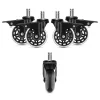 Set 5 Roti pentru scaun de birou tija 11 mm, Kwmobile, Negru, Poliuretan, 55604.01