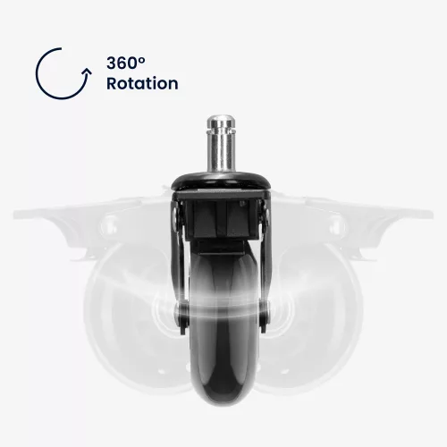 Set 5 Roti pentru scaun de birou tija 11 mm, Kwmobile, Negru, Poliuretan, 55604.01