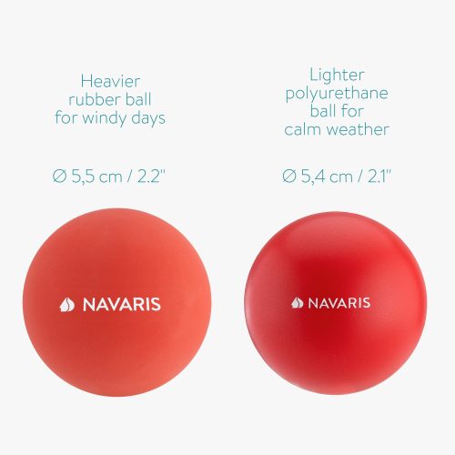 Set 2 rachete de plaja cu 2 mingi Navaris Frescobol, Rosu, 50261.09.02