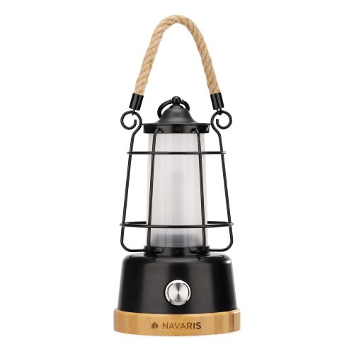 Felinar portabil Navaris cu baterie reincarcabila si power bank, Negru, 56078.01