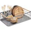 Scurgator de vase Navaris, cu suport de picurare, cu raft pentru farfurii, pahare si tacamuri, gri, 42.5x31.5x14 cm, 52545.03