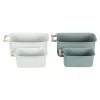 Set 4 cutii depozitare Navaris cu maner din lemn, 37, 8x21, 4x14 cm si 28, 5x16x10, 5 cm, maro, lemn