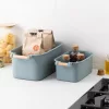 Set 4 cutii depozitare Navaris cu maner din lemn, 37, 8x21, 4x14 cm si 28, 5x16x10, 5 cm, maro, lemn