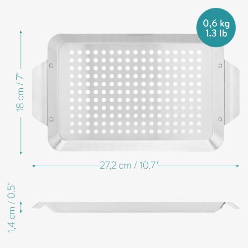 Tava din otel inoxidabil pentru gratar Navaris, 27.2 x 18.1 cm, 56221.02