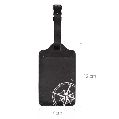 Set 2 Etichete pentru bagaje, Kwmobile, Negru/Alb, Piele ecologica, 53127.05