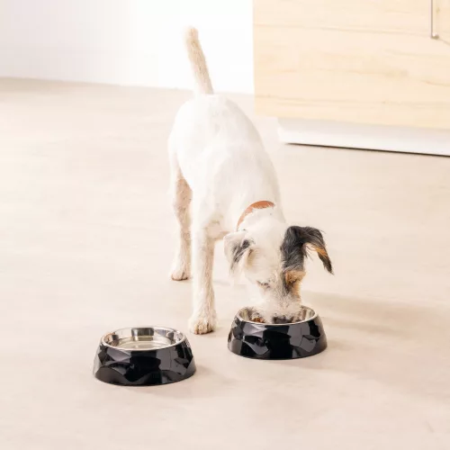 Set 2 Boluri pentru animale de companie Navaris, Metal, Negru, 57479.01