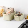 Set 4 cutii depozitare Navaris, cu maner din lemn, 37.8x21.4x14 cm si 28.5x16x10.5 cm, crem, lemn