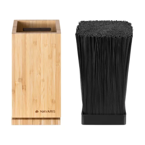 Suport rotativ din bambus pentru cutite Navaris cu peri detasabile, 25x12,5x12,5 cm, 54909.02