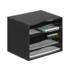 Organizator documente Navaris, 33x24.5x26 cm, rafturi reglabile, birou, negru, MDF/bambus