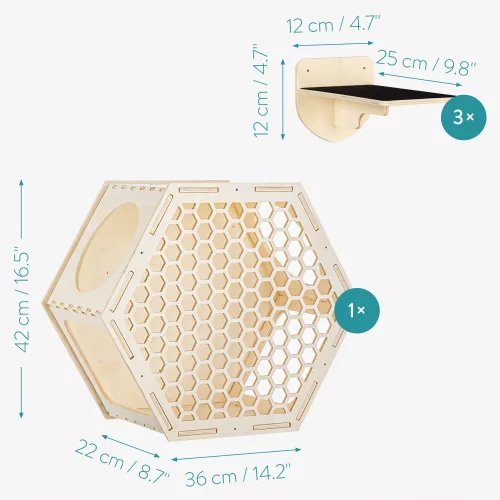 Mobilier de catarat pentru pisici Navaris, Bej, Lemn, 58934.04