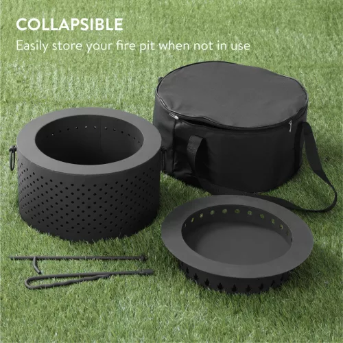 Focar fara fum portabil Navaris cu poker, 31.5x45x31.5 cm, pentru camping, 61571.01