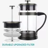 Presa franceza Navaris din sticla borosilicata, 1000ml, infuzor cafea ceai, 46547.03