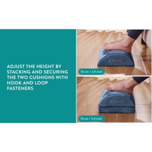 Perna de birou ergonomica Navaris cu buzunar de lana pentru incalzirea picioarelor, 45 x 30 x 15 cm, Albastru, 61463.02