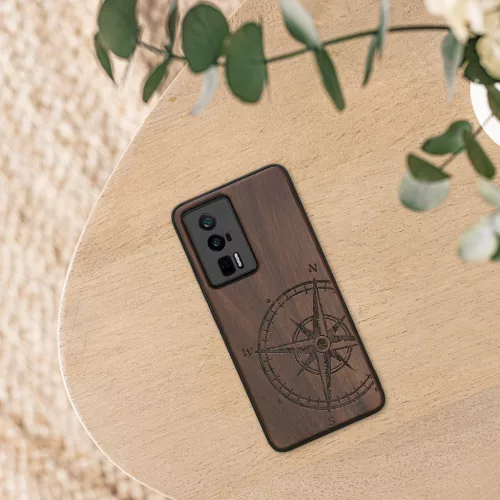 Husa Kwmobile pentru Poco F5 Pro, Maro, Lemn/Silicon, 61662.01