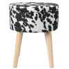 Taburet cu depozitare Navaris, imprimeu cow print, 35x35x42 cm, capac capitonat, alb/negru, plastic