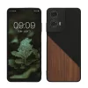 Husa Kwmobile pentru Motorola Moto G24/Moto E14/Moto G04, Maro/Negru, Lemn/Silicon, KWM000022RR001C