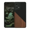 Husa Kwmobile pentru Motorola Moto G24/Moto E14/Moto G04, Maro/Negru, Lemn/Silicon, KWM000022RR001C