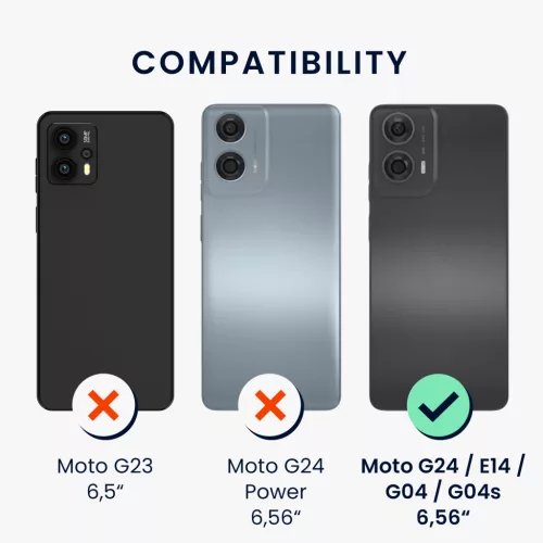 Husa Kwmobile pentru Motorola Moto G24/Moto E14/Moto G04, Maro/Negru, Lemn/Silicon, KWM000022RR001C