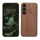 Husa Kwmobile pentru Samsung Galaxy S24 FE, Maro, Lemn/Silicon, KWM000021WK001C