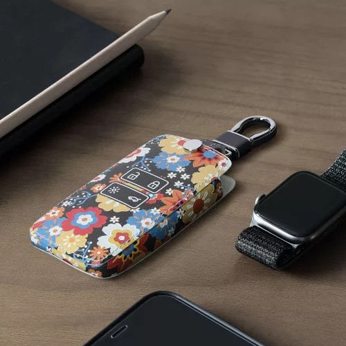 Husa Cheie Auto kwmobile pentru Renault/Dacia 4 Butoane - Keyless Go, Piele ecologica, Multicolor, 44637.70