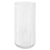 Vaza ribbed Navaris, 11.5x25 cm, transparenta, cilindrica, pentru flori si buchete, transparent, sticla