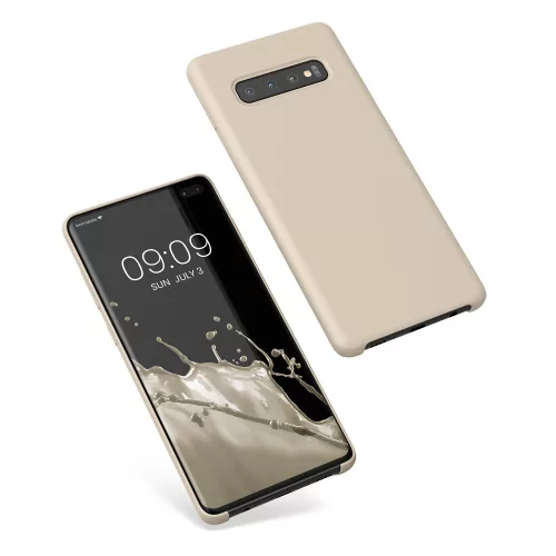 Husa kwmobile pentru Samsung Galaxy S10 Plus, Silicon, Crem, 49028.125