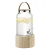 Dozator bauturi Navaris cu suport din lemn, 5.6L, cu robinet inox, elegant, sticla, 60333.01
