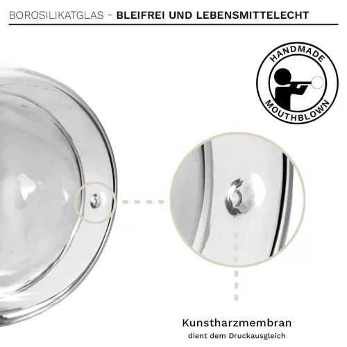Cana termica XXL Creano, 400 ml, sticla borosilicata, perete dublu, cu farfurioara