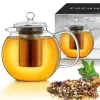 Ceainic din sticla Creano All-in-One, 0,85 L, cu infuzor din inox si capac, anti-picurare